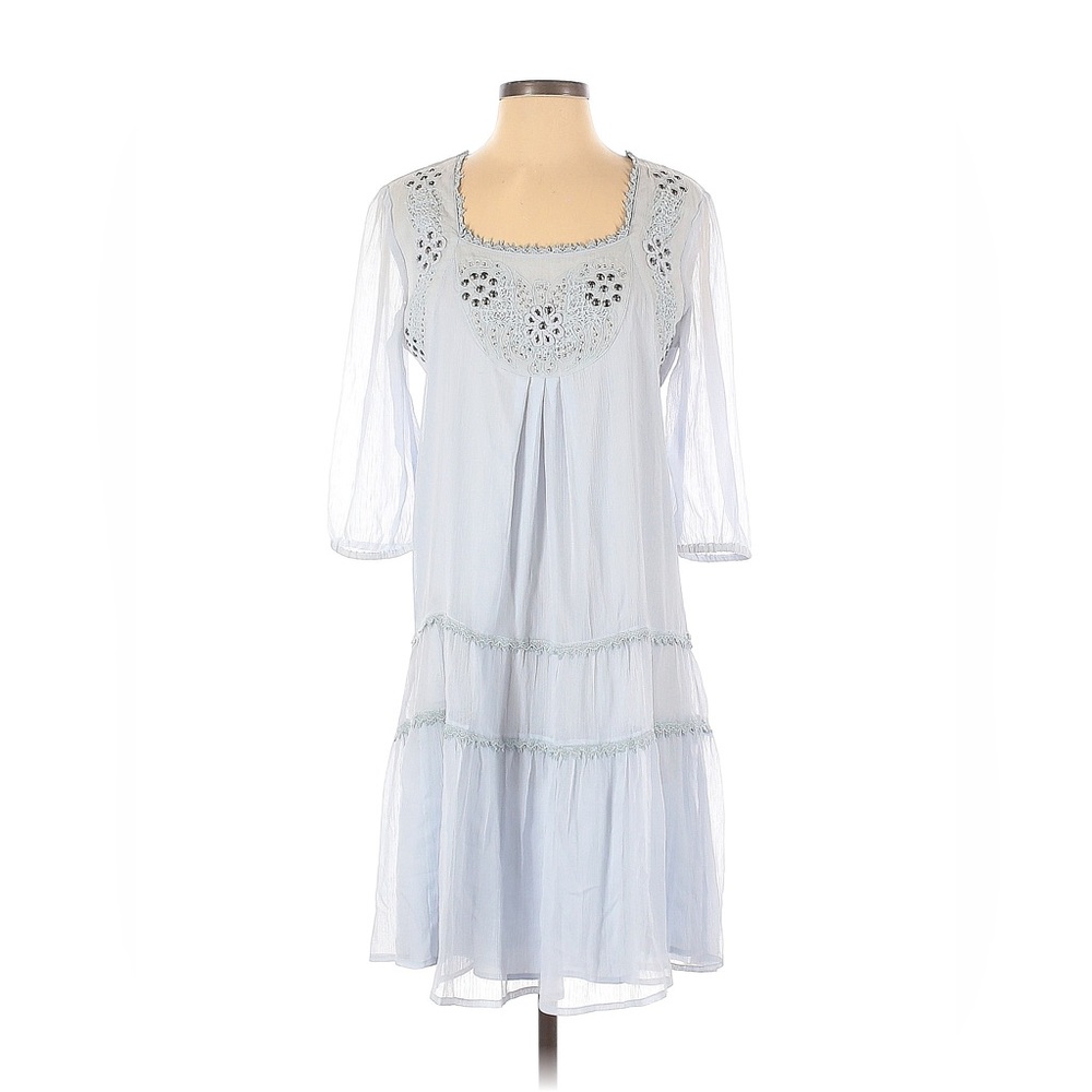 NWT J. PETERMAN size 4 A-line light blue embroidered ruffle Midi dress